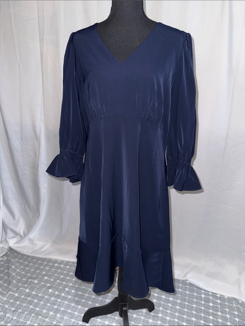 Harper Rose Women's Navy V-Neck Ruffle Sleeve Dress